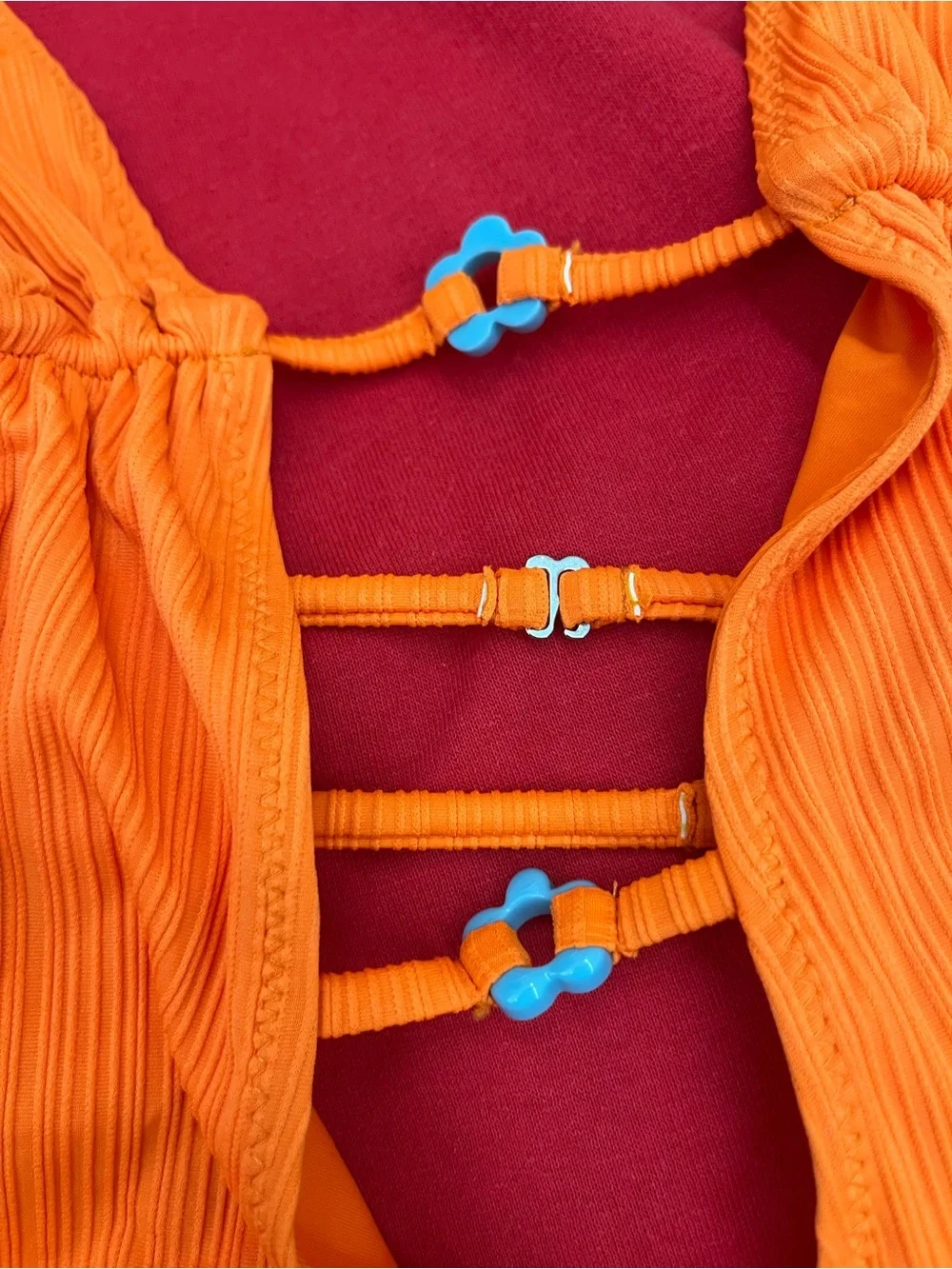 Frankie's Bikinis Paris Plissé Halter One-Piece in Bright Orange
